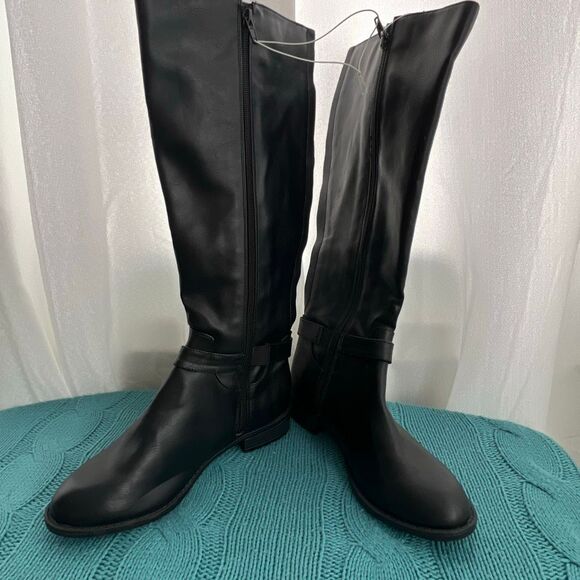 Thalia Sodi Womens Faux Leather Vigi Wide-Calf Riding Boots Black Size 6 NWOT - Picture 4 of 7